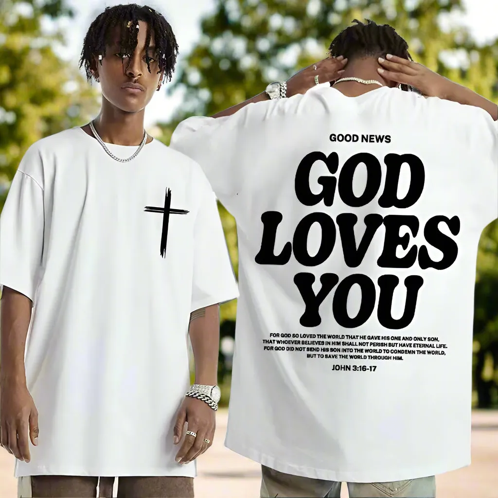 Men's Oversized Christian T-Shirt – Inspirational Faith-Based Print | Casual O-Neck Cotton Tee | Breathable & Lightweight