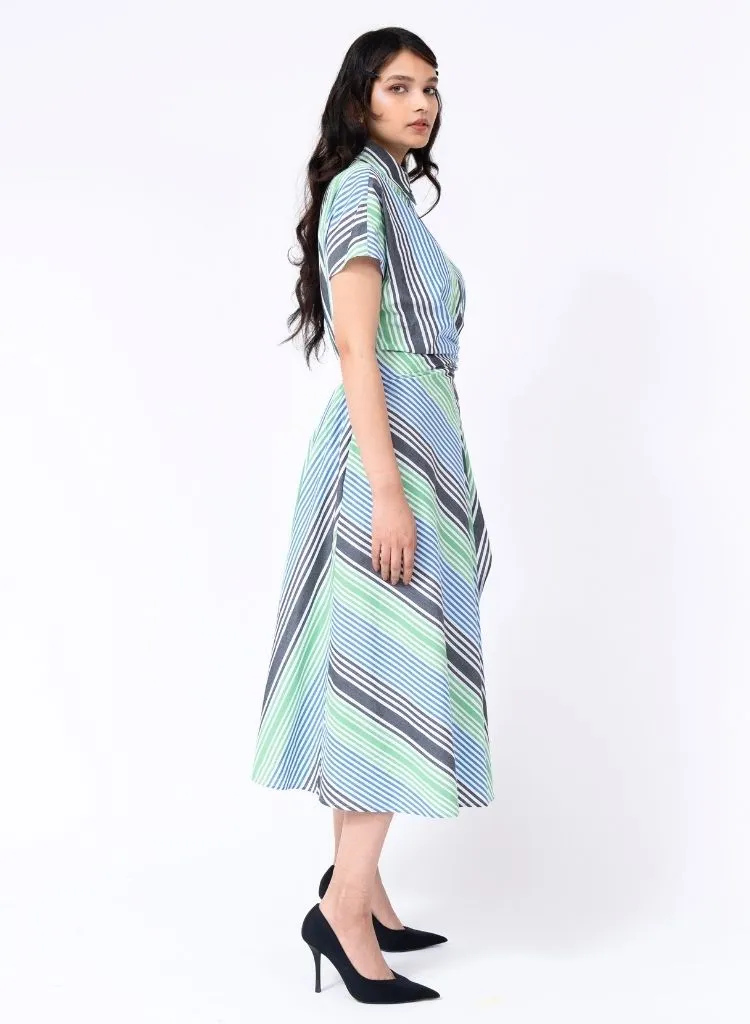 Multi Stripe Wrap Dress