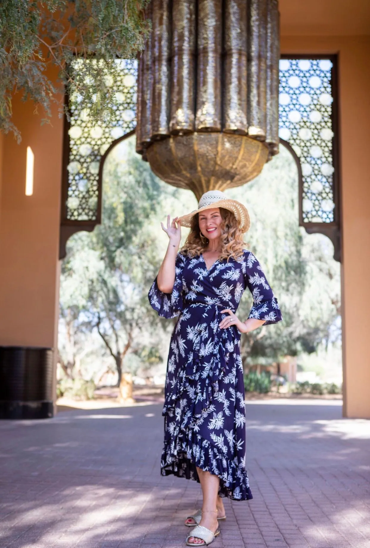 Navy & white wrap dress