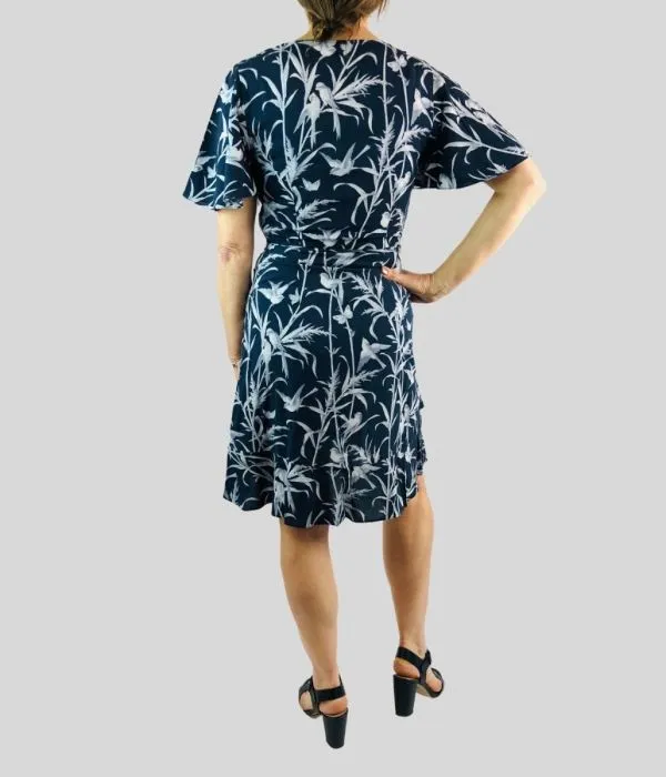 Navy Bird Print Dress