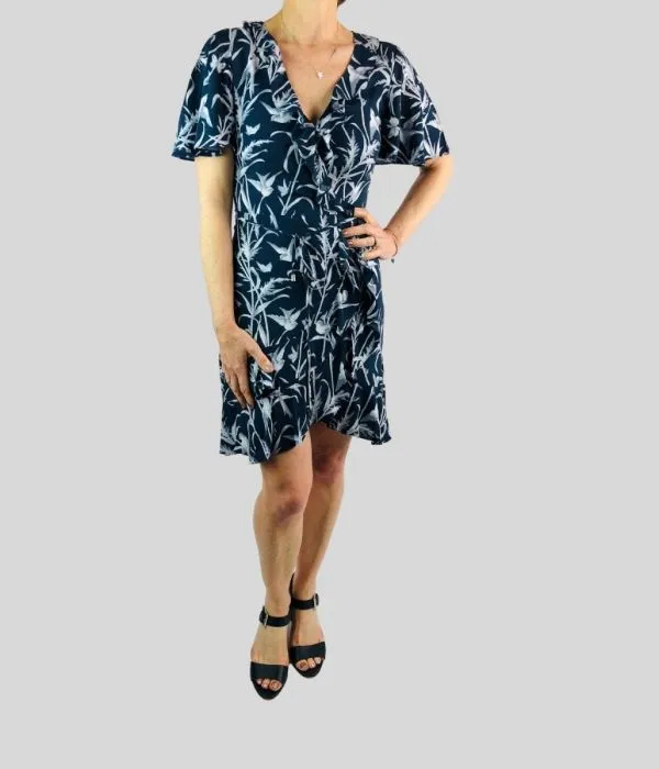 Navy Bird Print Dress