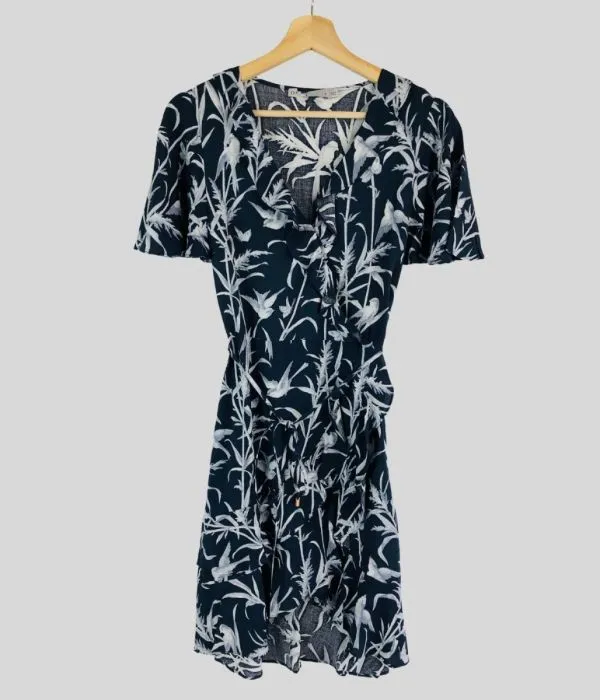 Navy Bird Print Dress