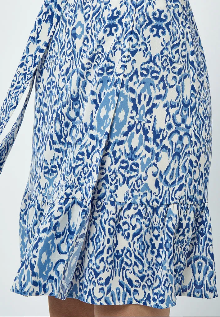 Nicoline Short Wrap Dress - Marina Blue Print