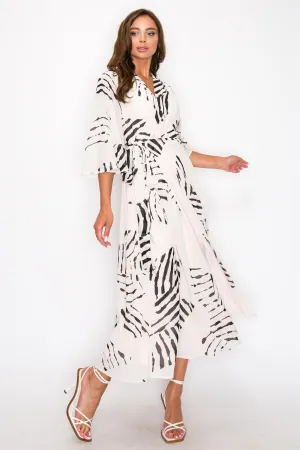 OL24A094-3-4 SLEEVE WRAP V-NECK MAXI DRESS