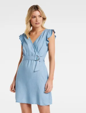 Olivia Frill Wrap Denim Dress