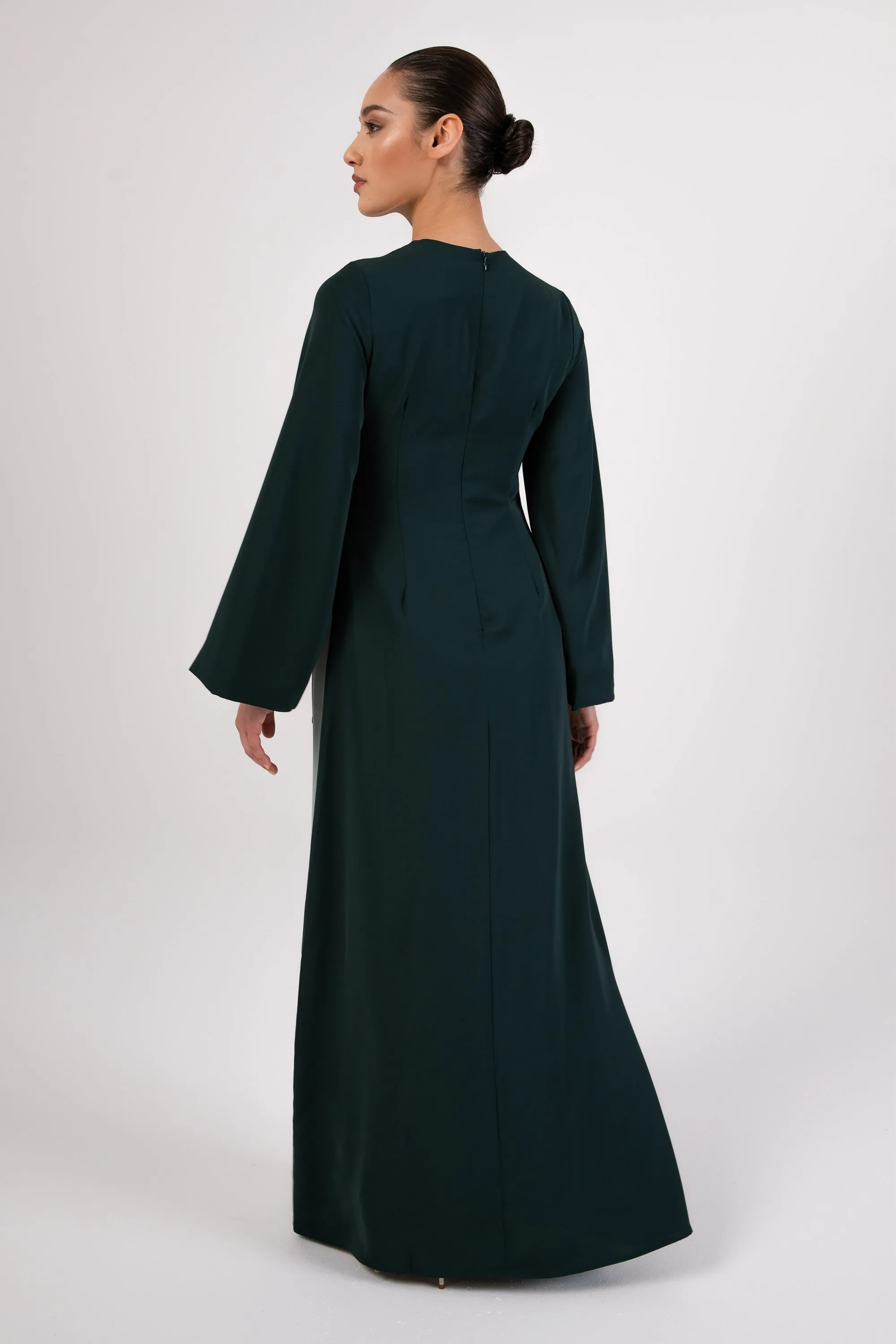 Omaya Two Tone Wrap Front Maxi Dress - Emerald