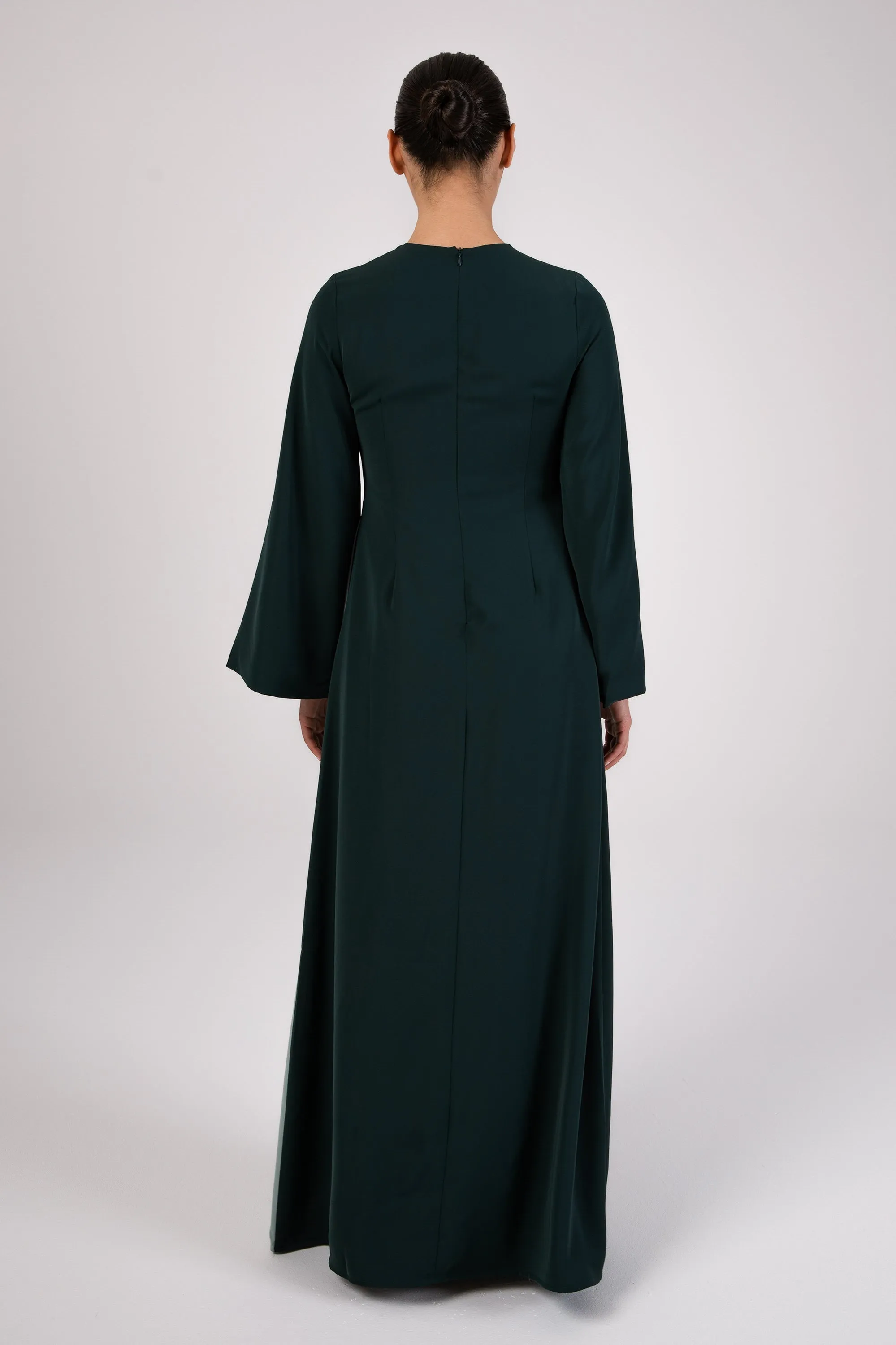 Omaya Two Tone Wrap Front Maxi Dress - Emerald