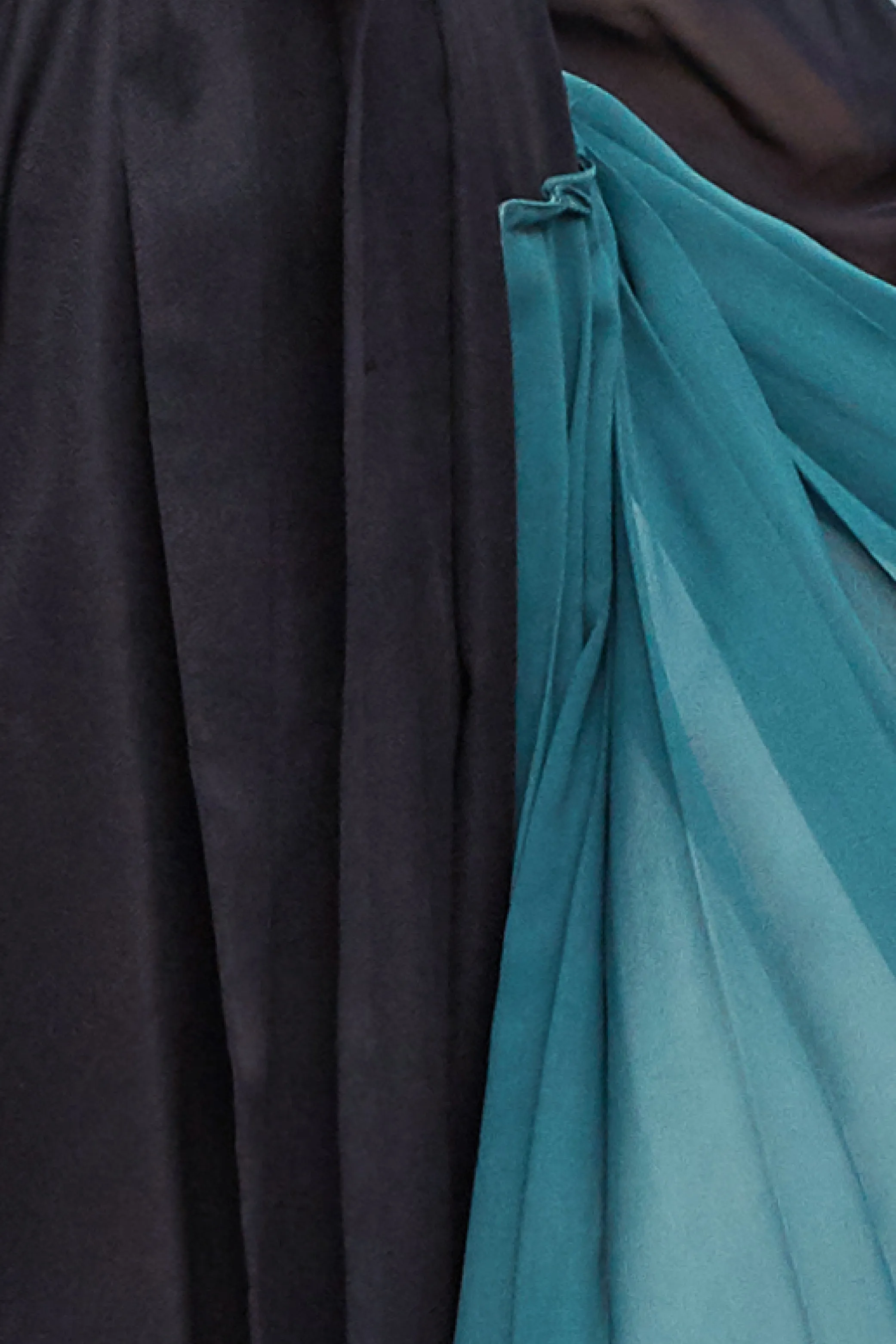 OSSIAN black - silk wrap pleated dress