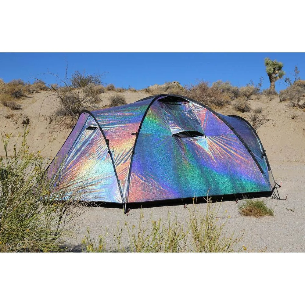 OUTBACK LOGIC Siesta 4 Disco Edition 4 Persons Tent With Dual Fan Set - Silver Disco