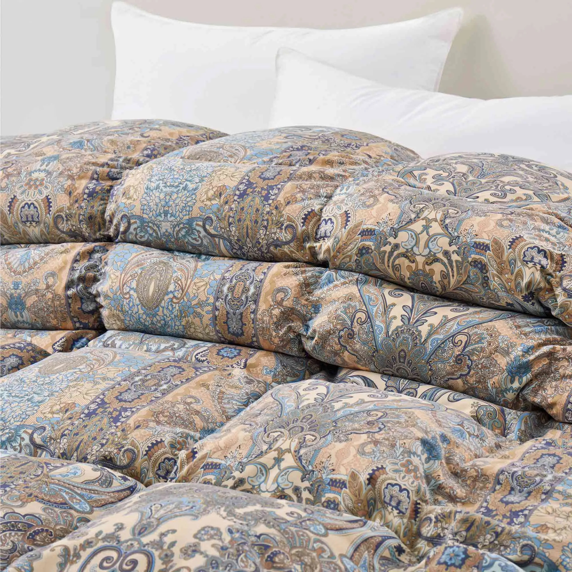 Paisley Print Goose Feather and Down Comforter Vintage Aesthetic Style