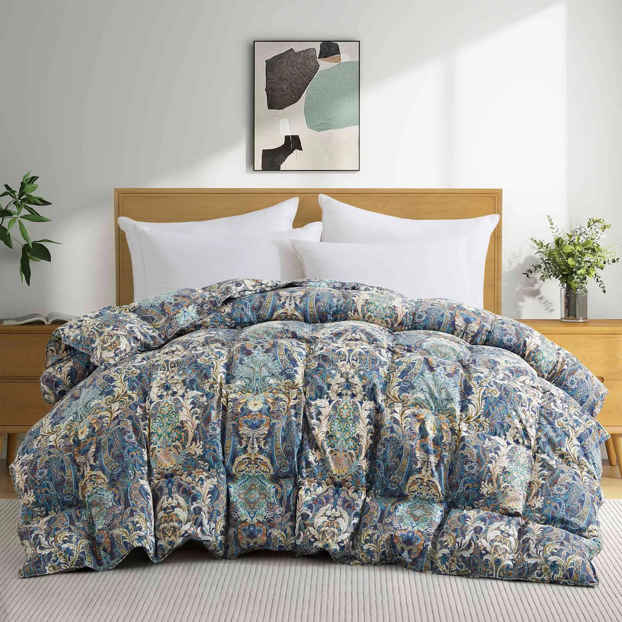 Paisley Print Goose Feather and Down Comforter Vintage Aesthetic Style