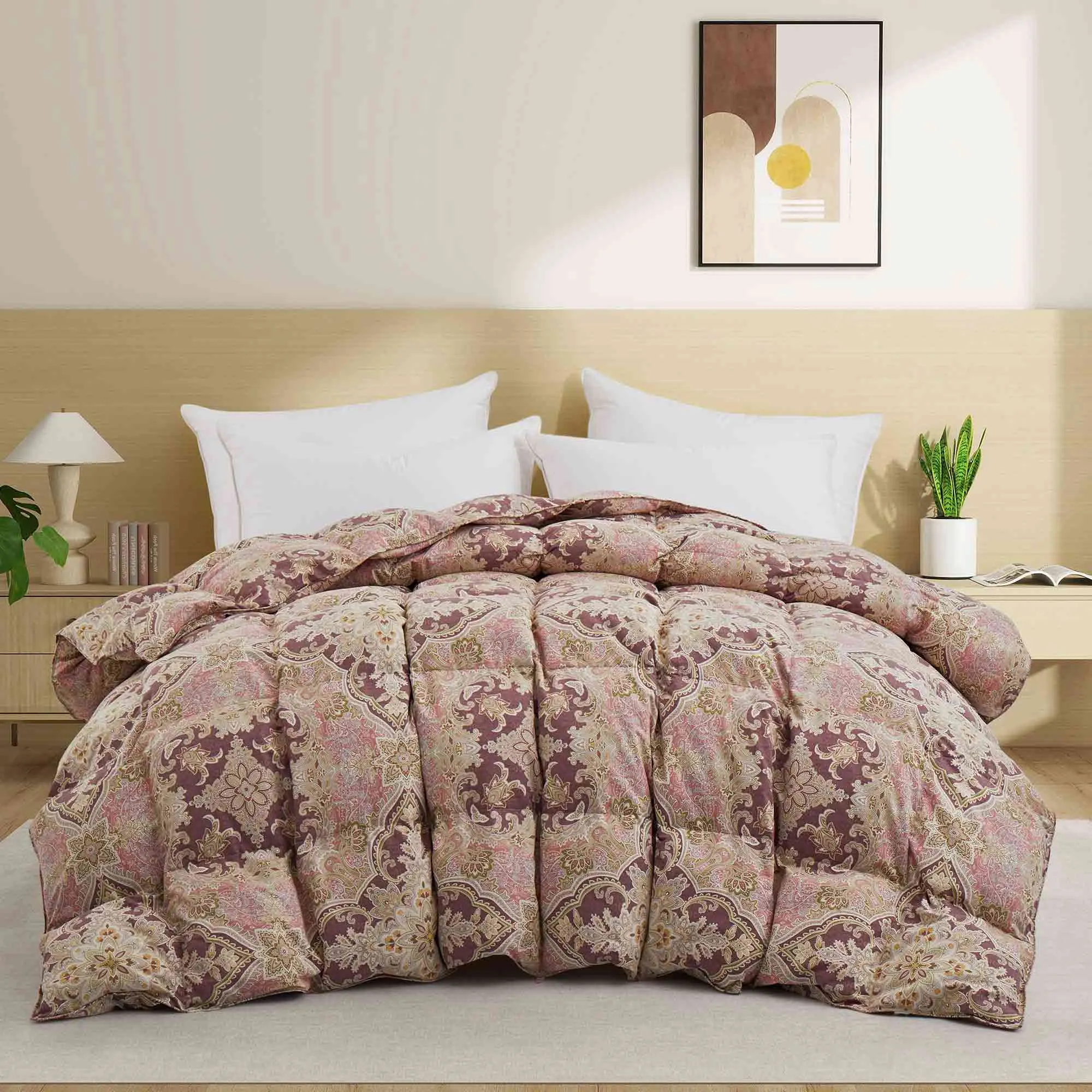 Paisley Print Goose Feather and Down Comforter Vintage Aesthetic Style