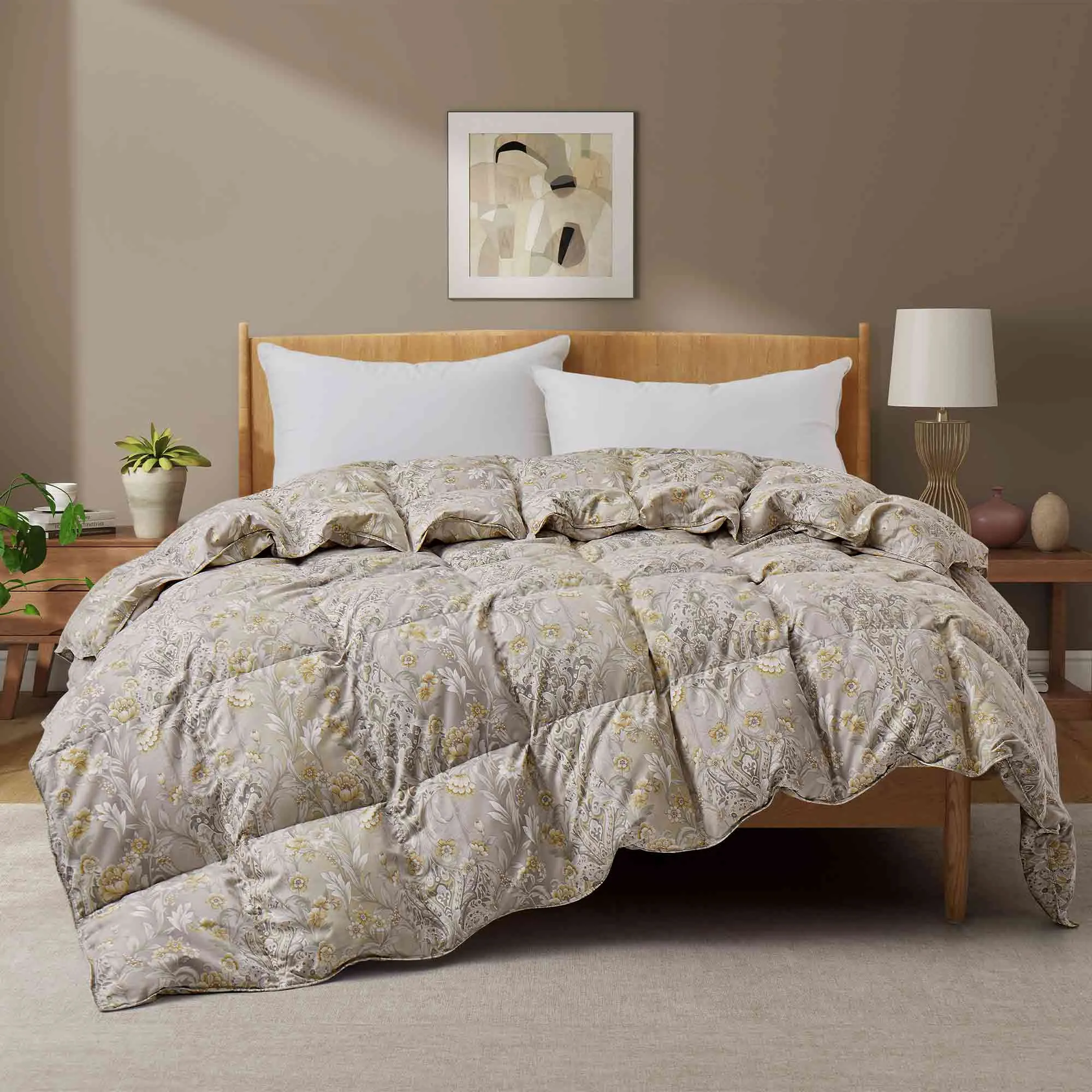 Paisley Print Goose Feather and Down Comforter Vintage Aesthetic Style