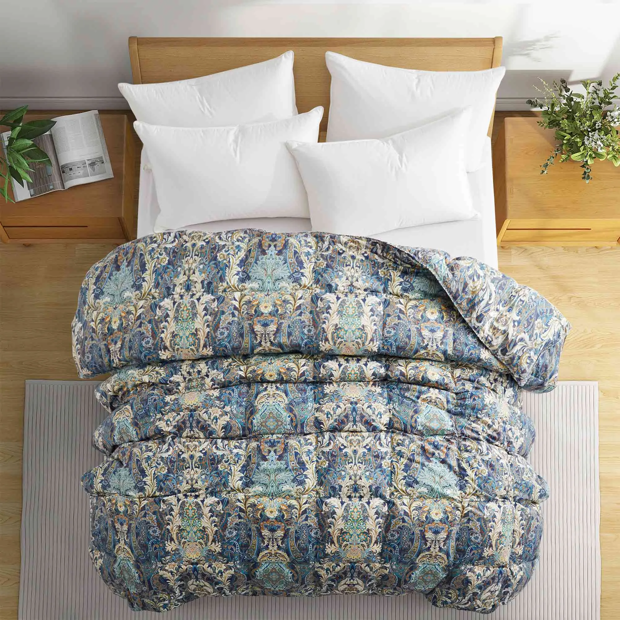 Paisley Print Goose Feather and Down Comforter Vintage Aesthetic Style