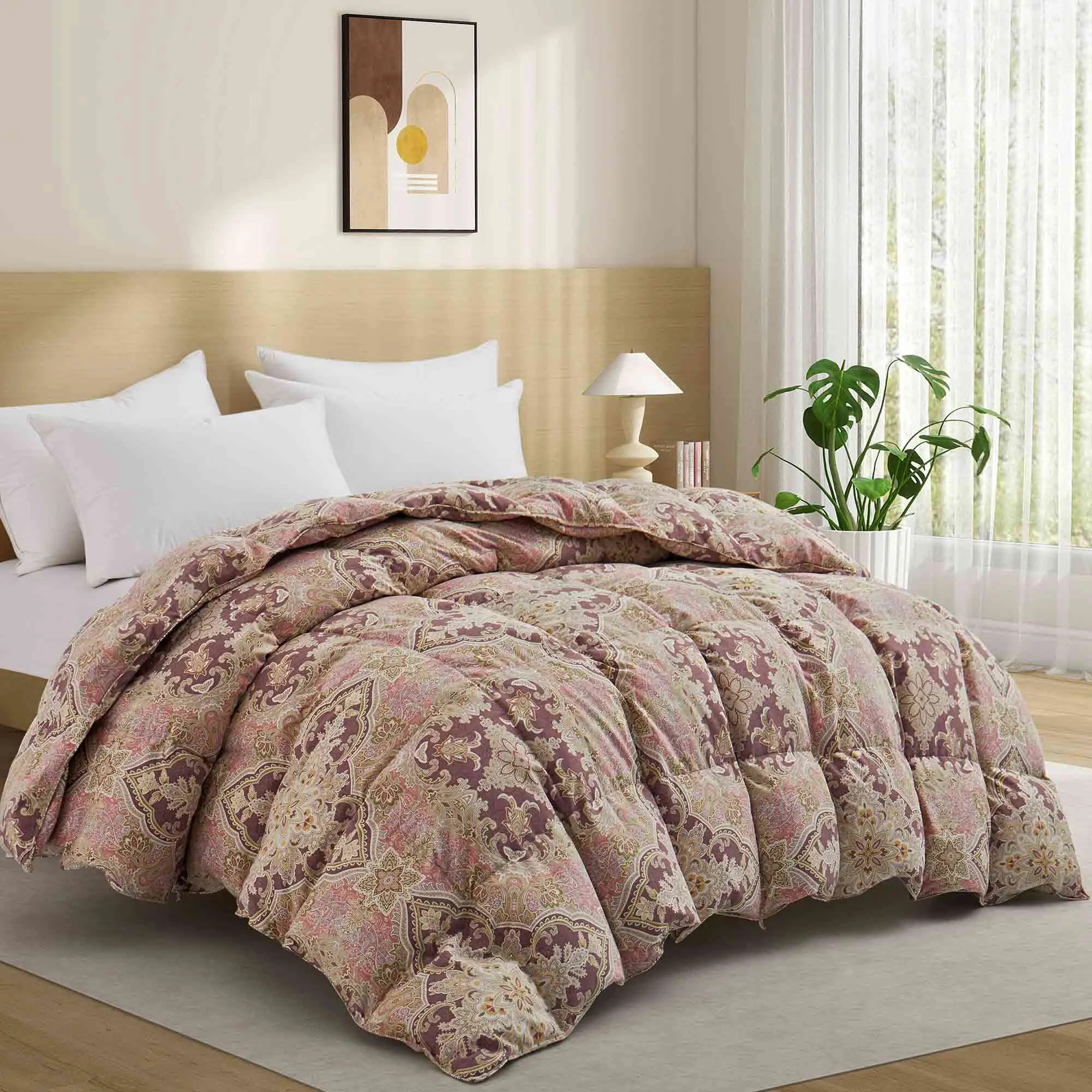 Paisley Print Goose Feather and Down Comforter Vintage Aesthetic Style