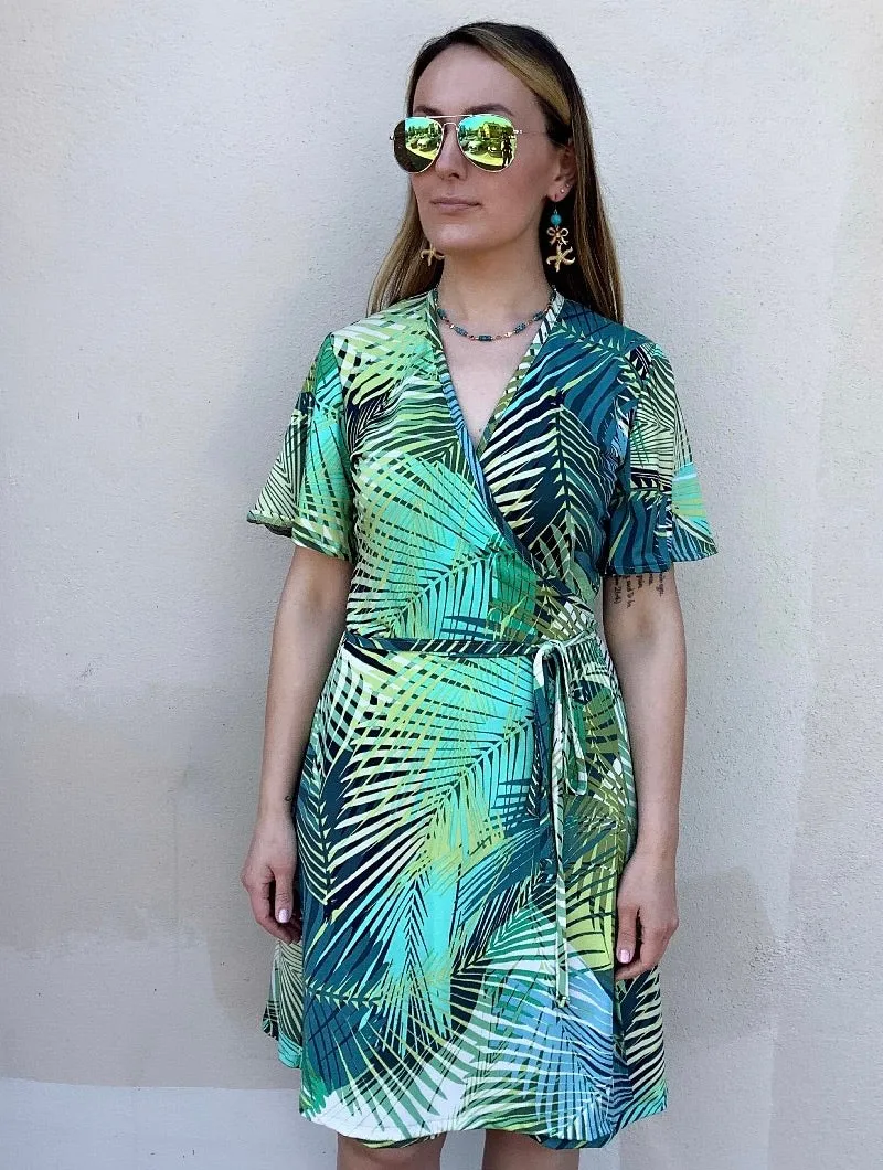 Palm Leaf Wrap Dress