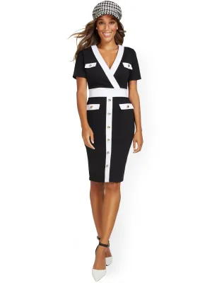 Petite V-Neck Colorblock Ponte Dress