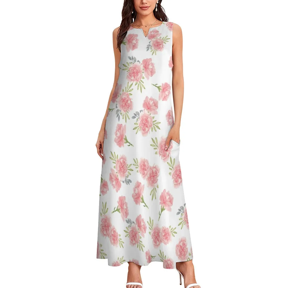 Pink Floral Long Dress