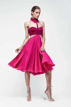 Pink Leather Strap Dress