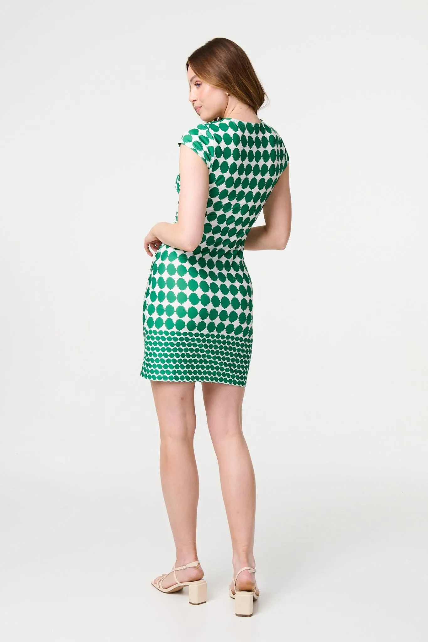 Polka Dot Faux Wrap Shift Dress