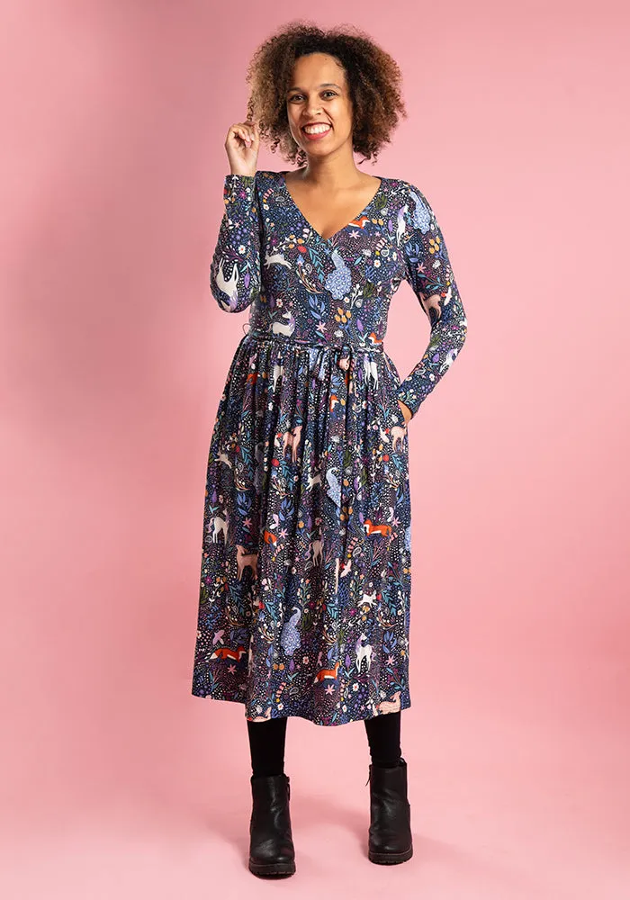 Promise Unicorn Woodland Print Viscose Midi Dress