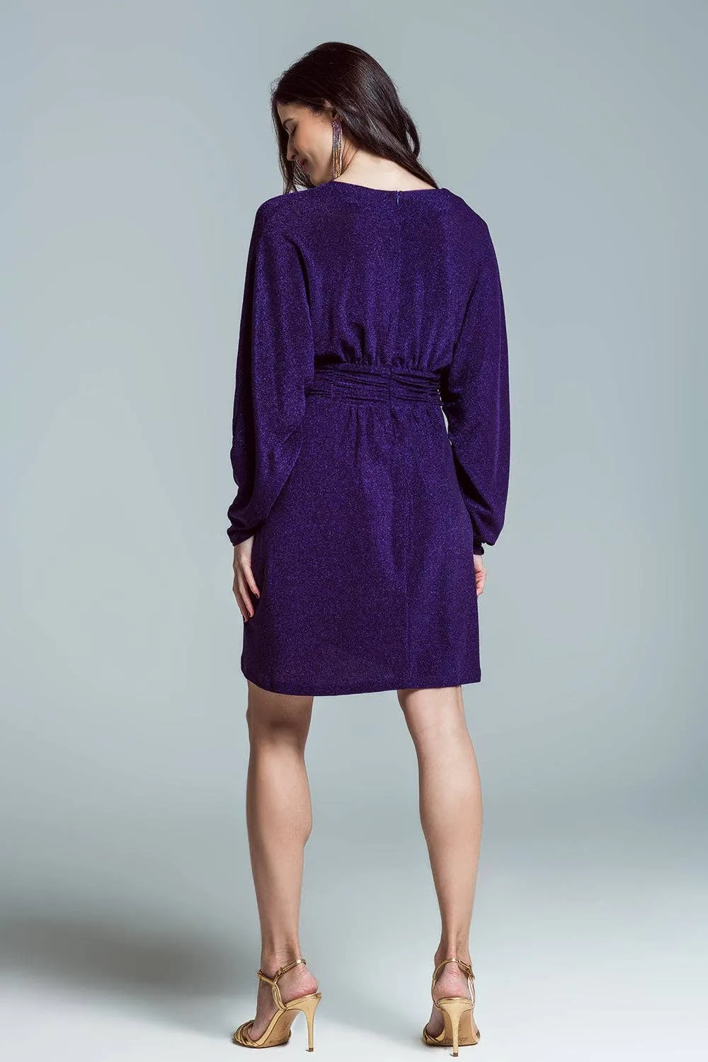 Purple Shimmery Wrap Mini Dress