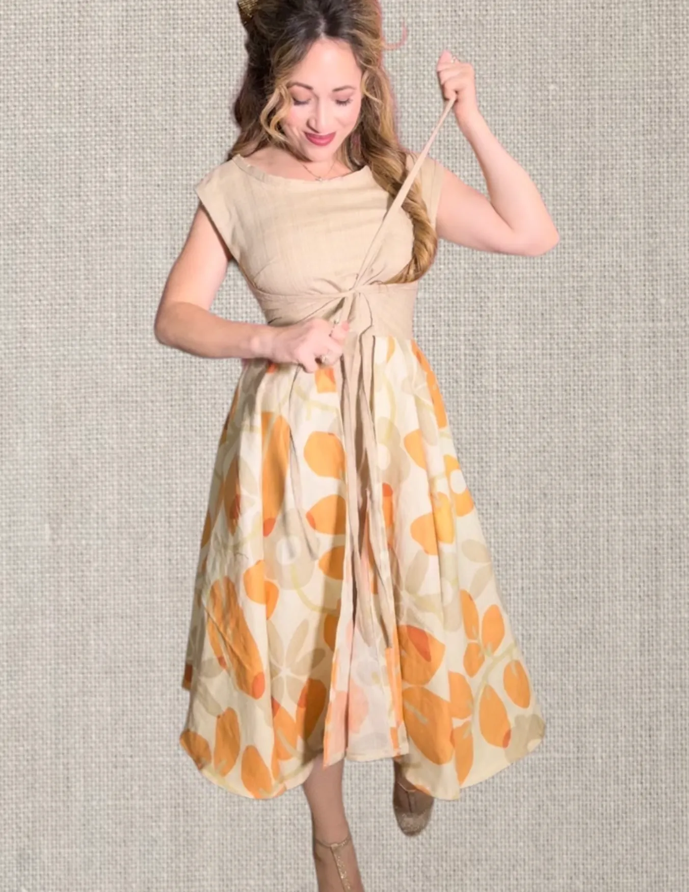 "Marigold" Tea Time wrap dress with removable collar