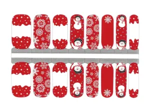 Red and White Hello Frosty Snowflakes - Nail Wrap Set