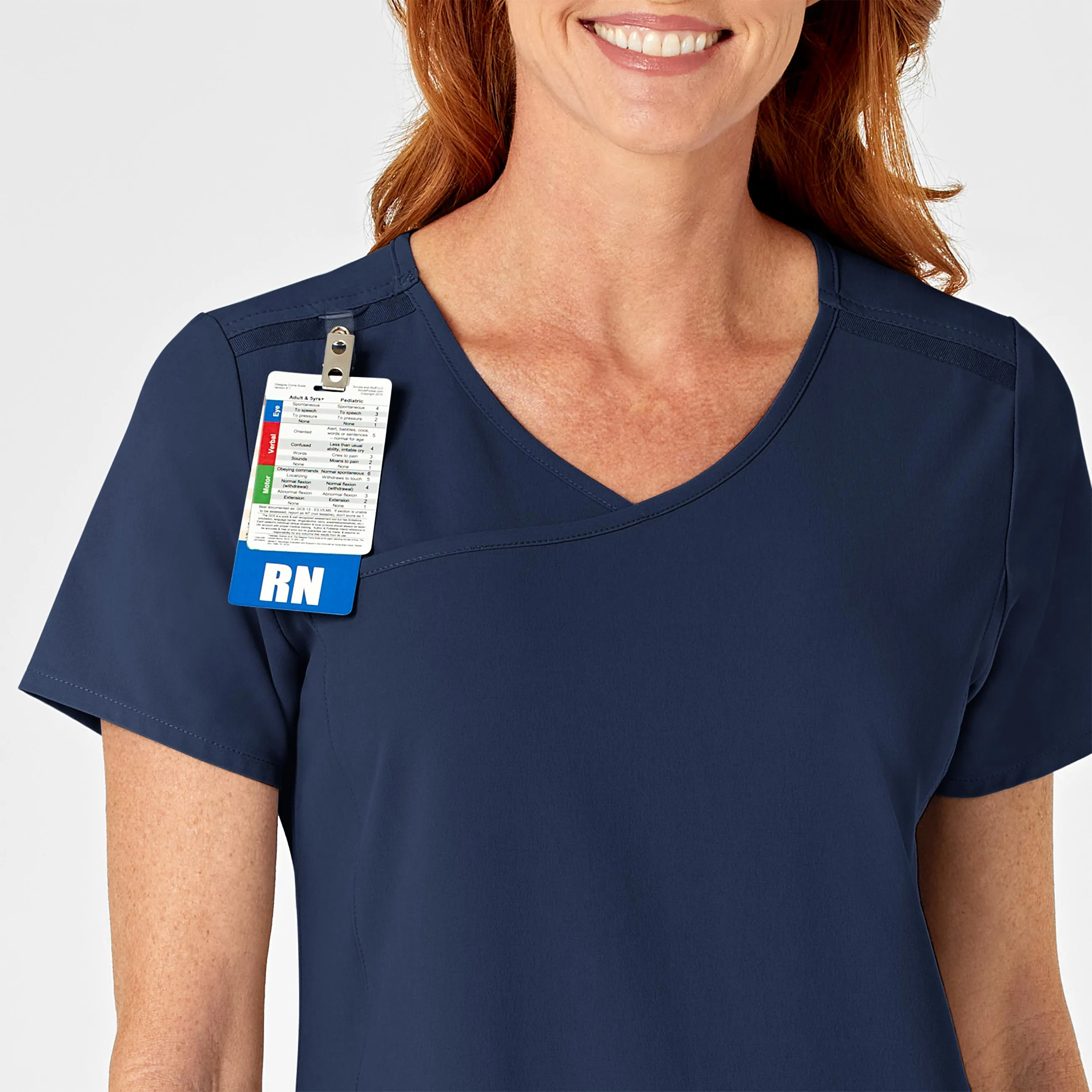 RENEW Women's Mock Wrap Scrub Top - Navy