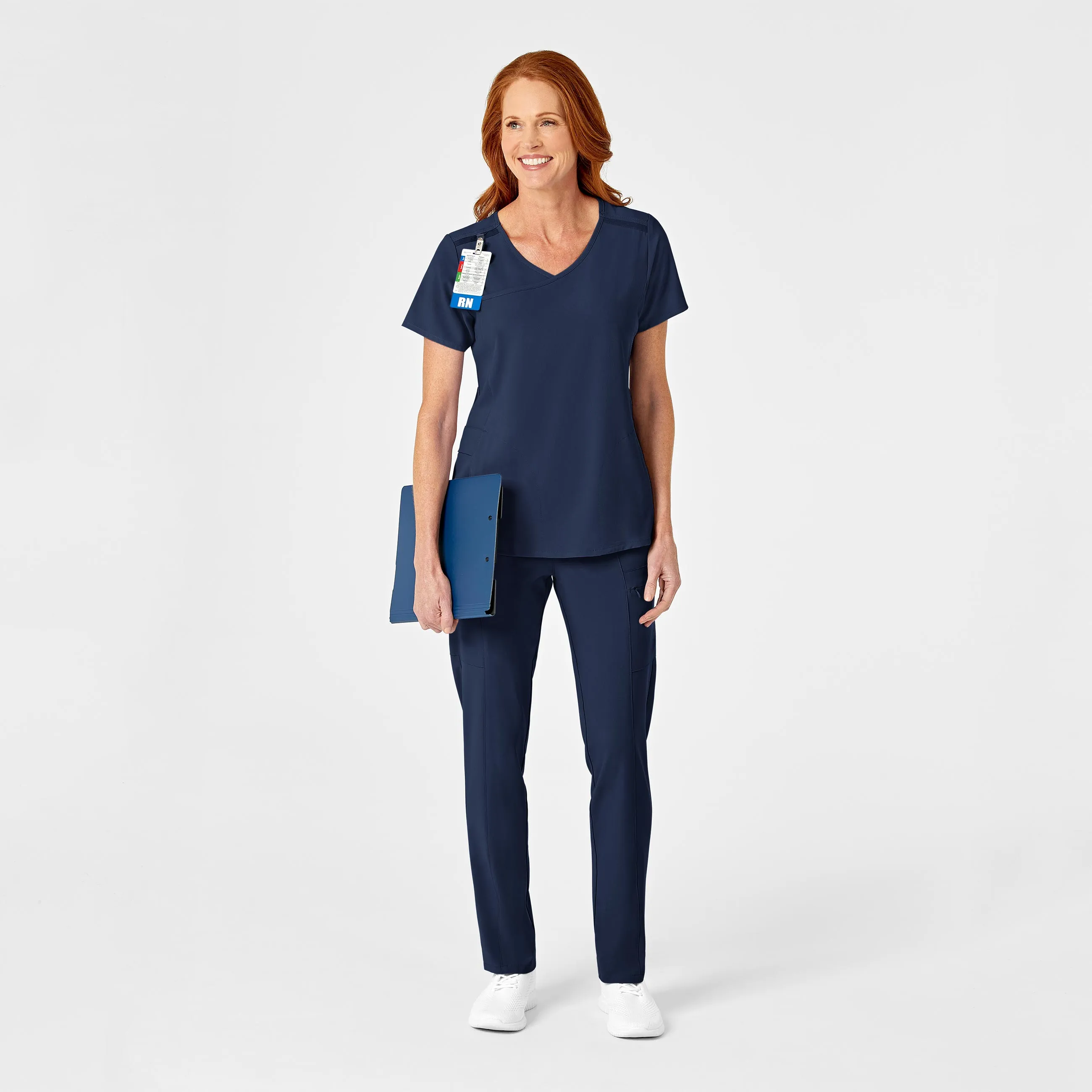 RENEW Women's Mock Wrap Scrub Top - Navy