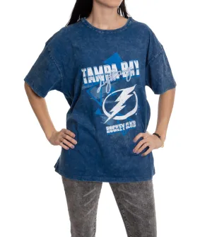 Retro Tampa Bay Lightning Oversized Drop Shoulder Vintage Crewneck Short Sleeve T-Shirt