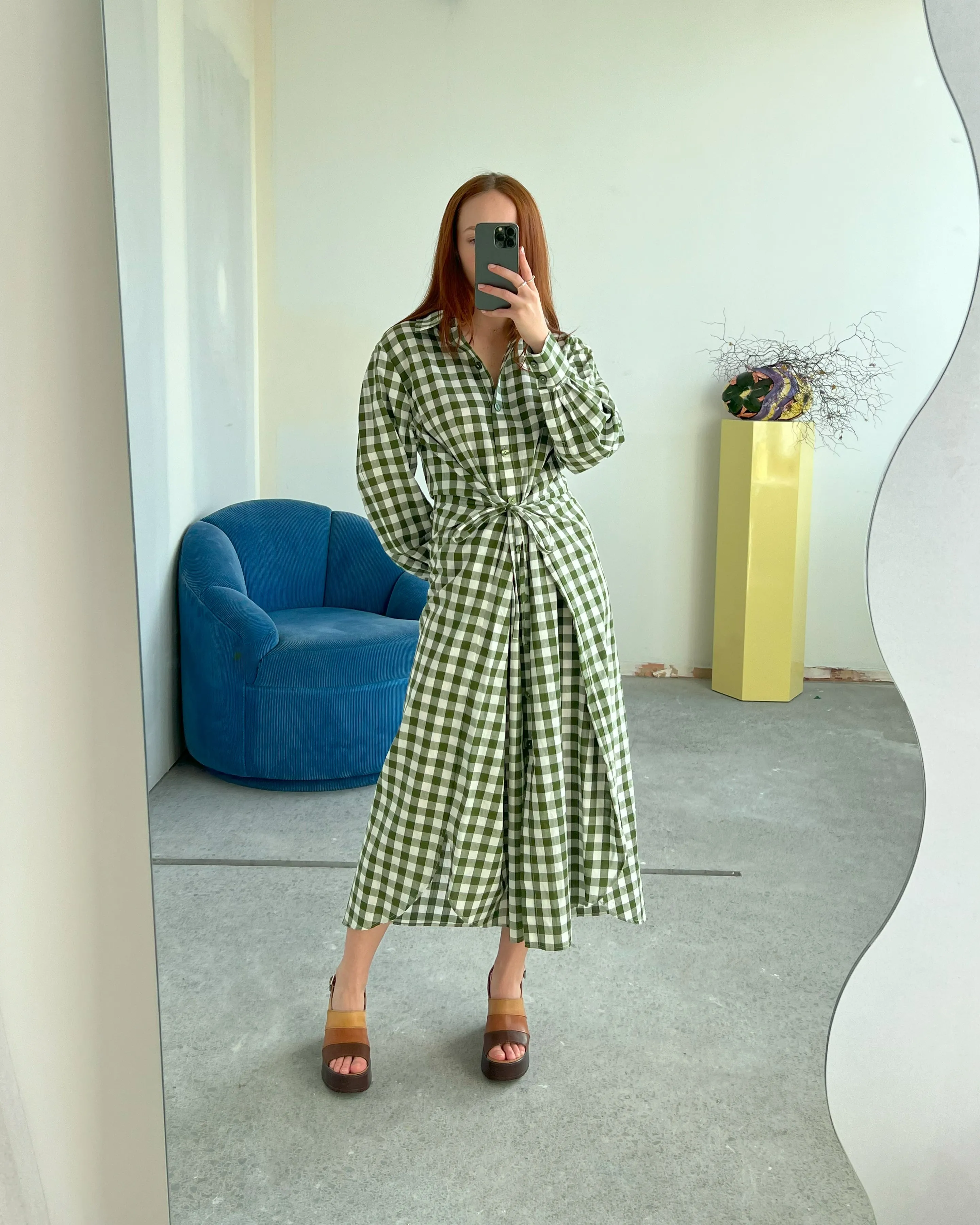 RSR SAMPLE 3099 KLEIN GINGHAM WRAP DRESS