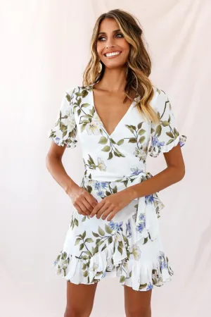 Ruffle Floral Print Wrap Dress