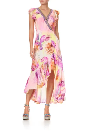 RUFFLE WRAP DRESS SOUTH BEACH SUNRISE