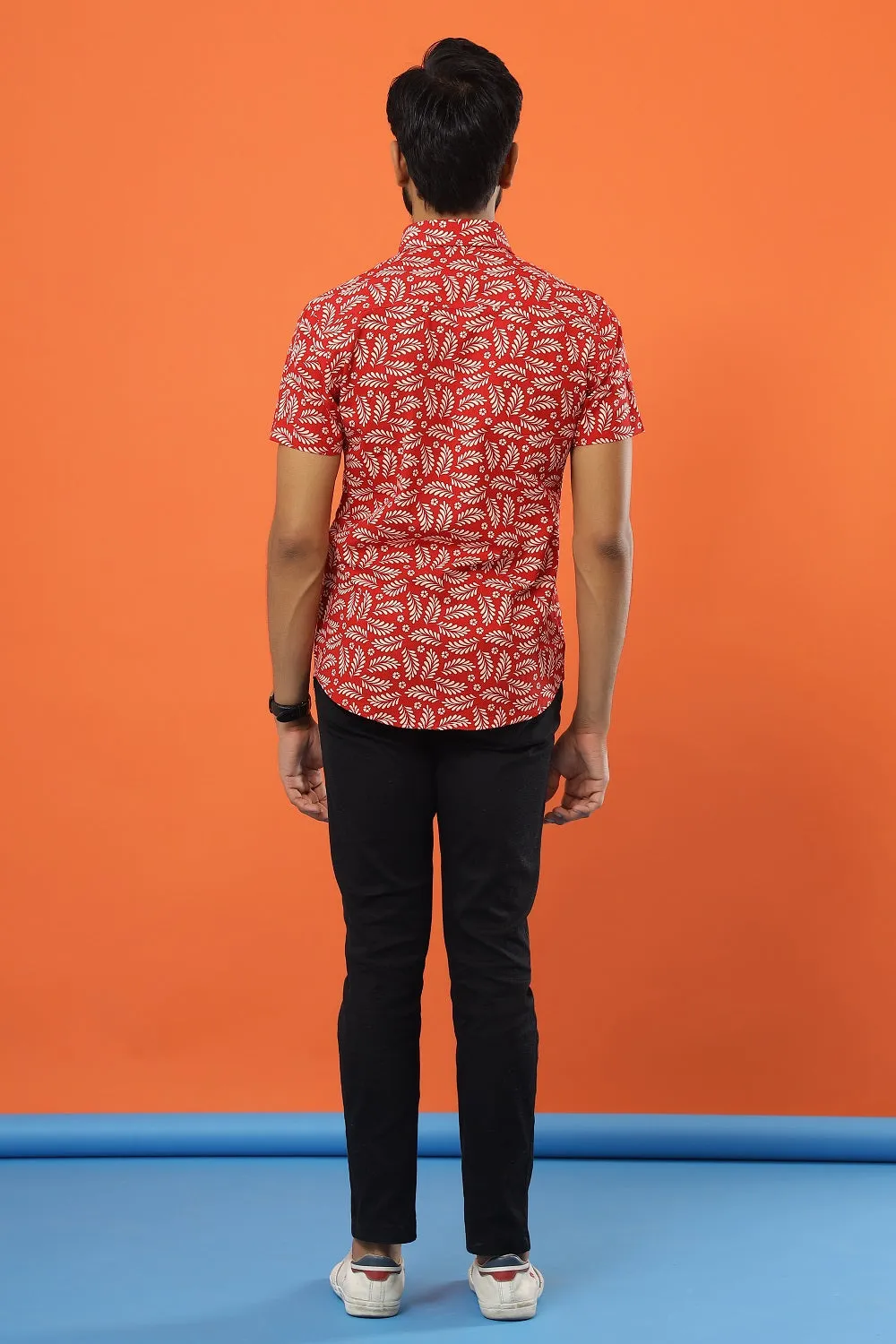 Sanskruti Home Red Cotton Printed Shirt