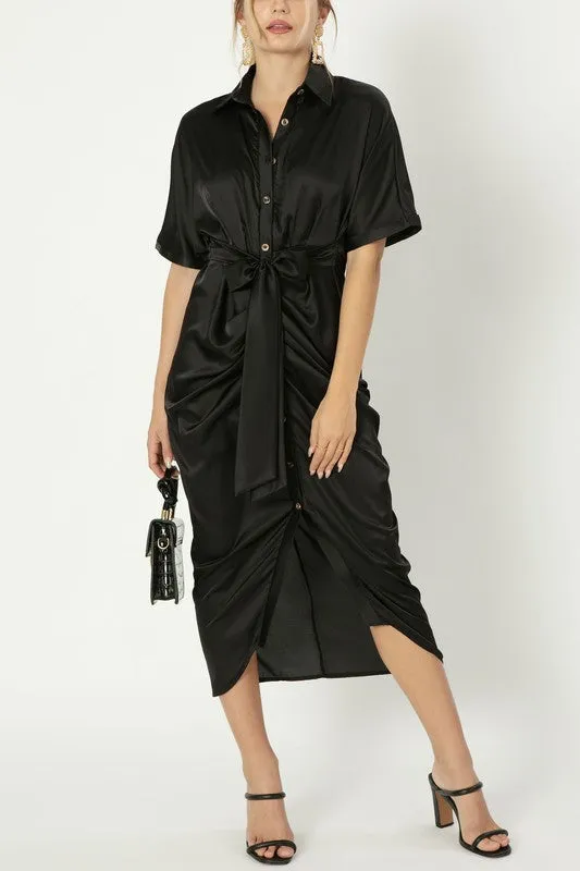 Satin wrap dress