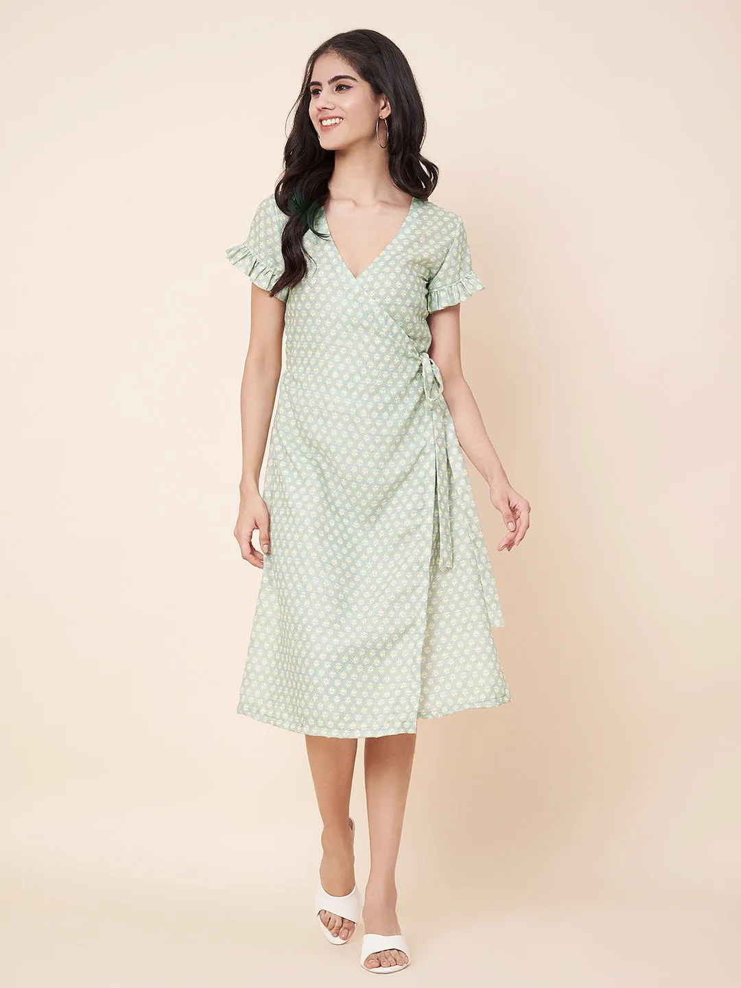 Serene Sage Wrap Dress