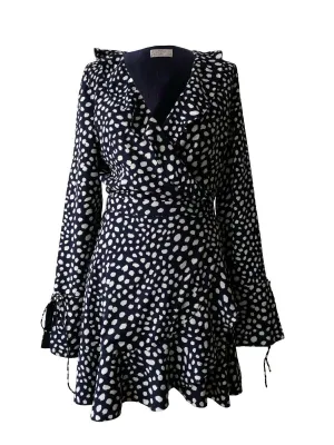 Seven Wonders Freya Wrap Dress Frill Neck Navy  Size 12