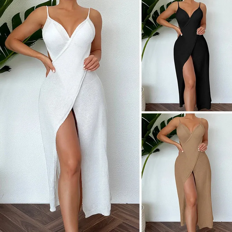 Sexy See-Through Backless Wrap Midi Dress for Summer