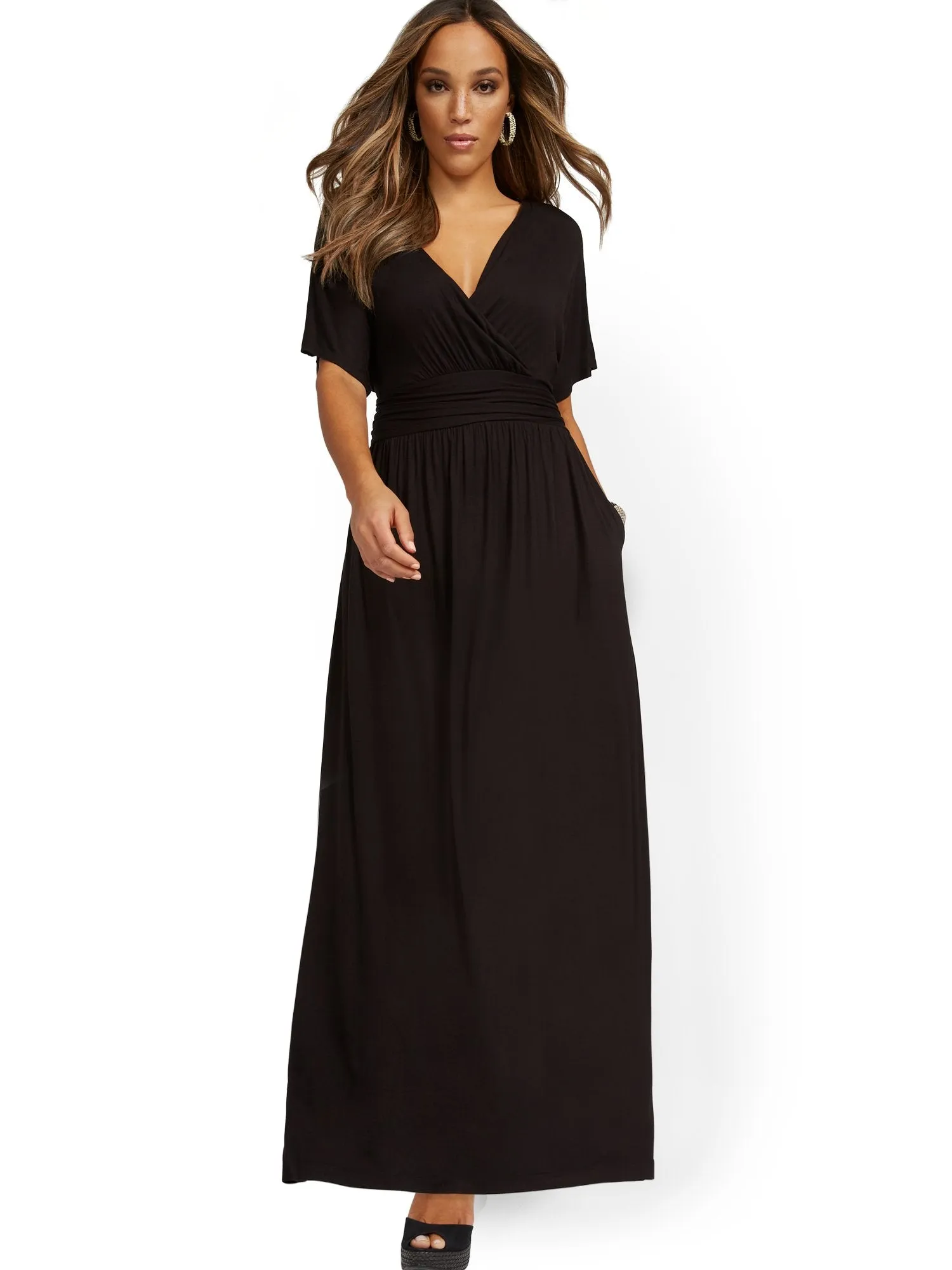 Short-Sleeve Dolman Maxi Dress