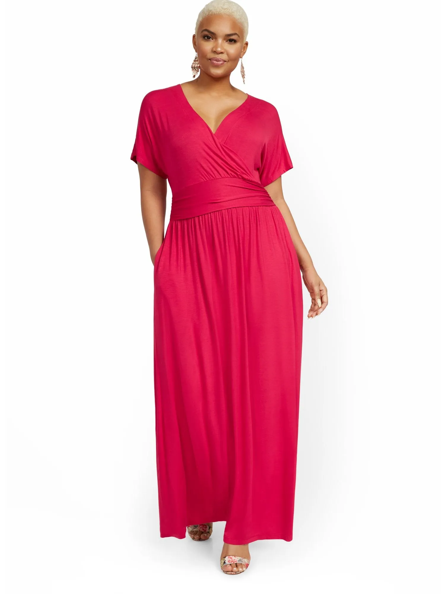 Short-Sleeve Dolman Maxi Dress