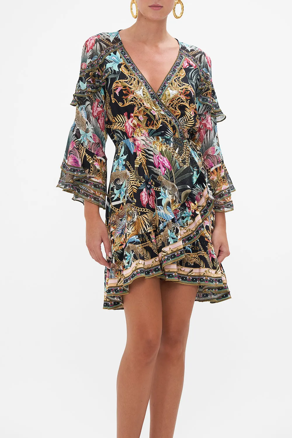 SHORT WRAP DRESS WITH RUFFLES CHILD OF THE WILD