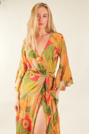 SILK WRAP DRESS KIMONO ISARA