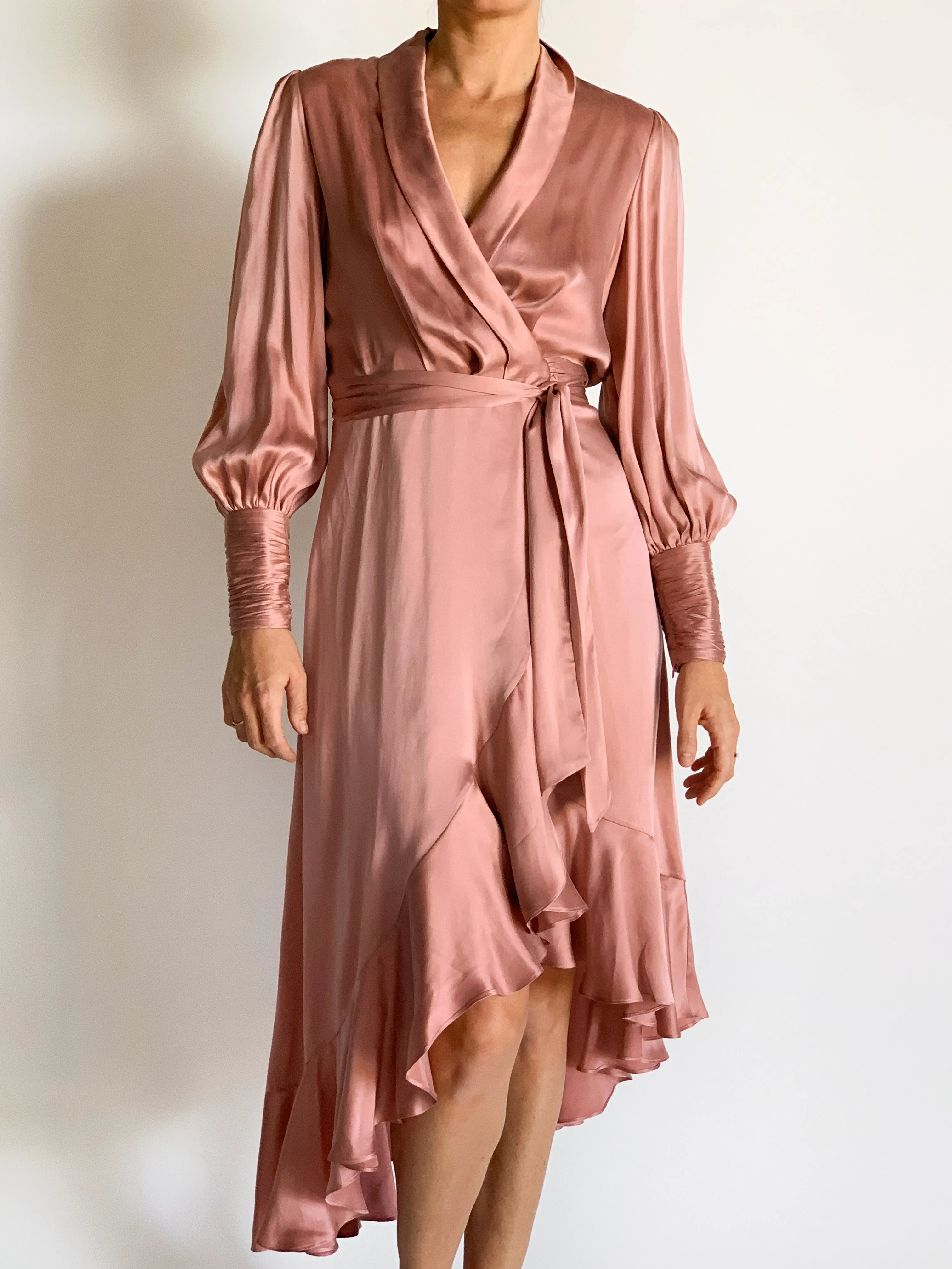 Silk Wrap Midi Dress