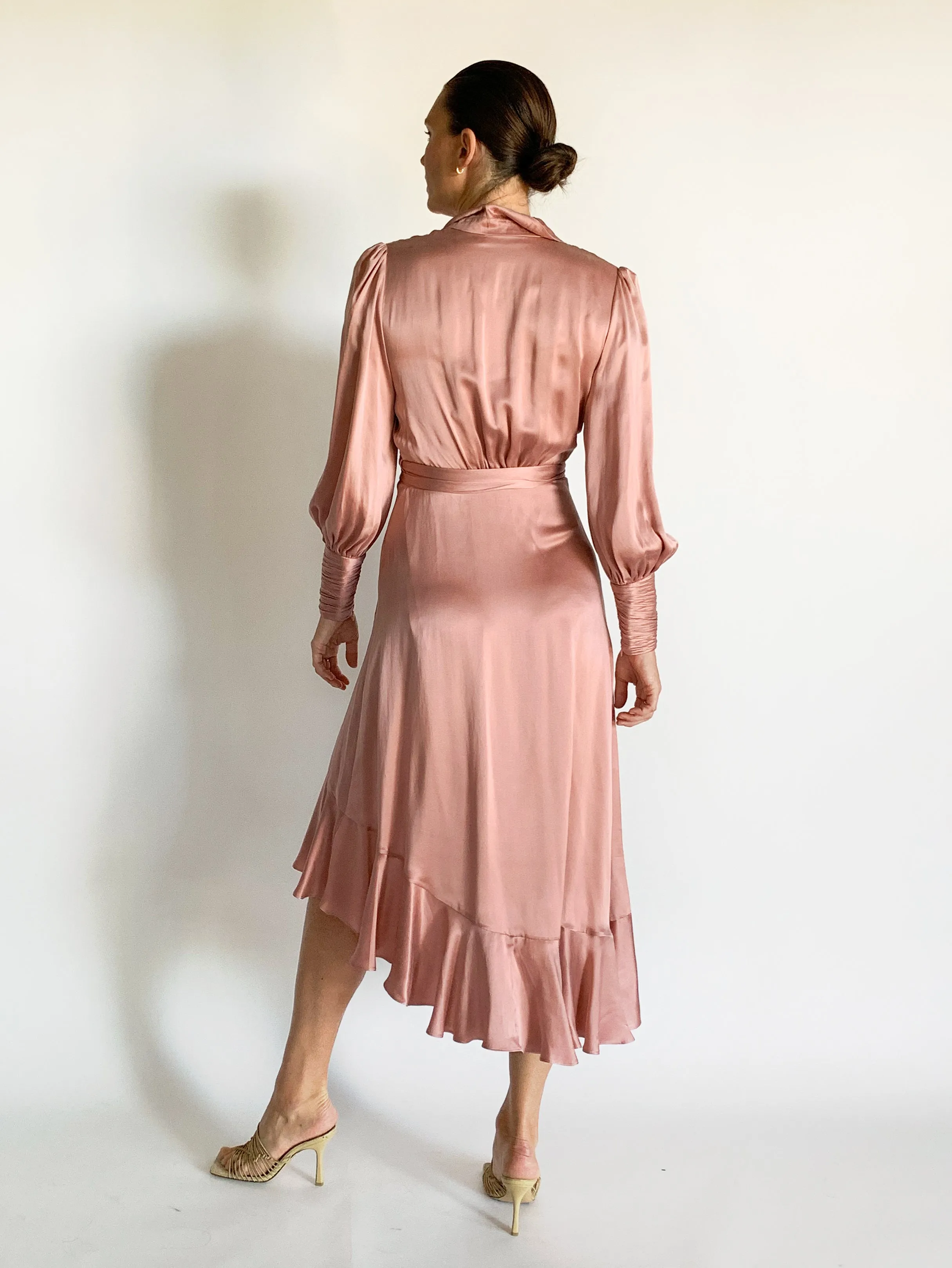 Silk Wrap Midi Dress