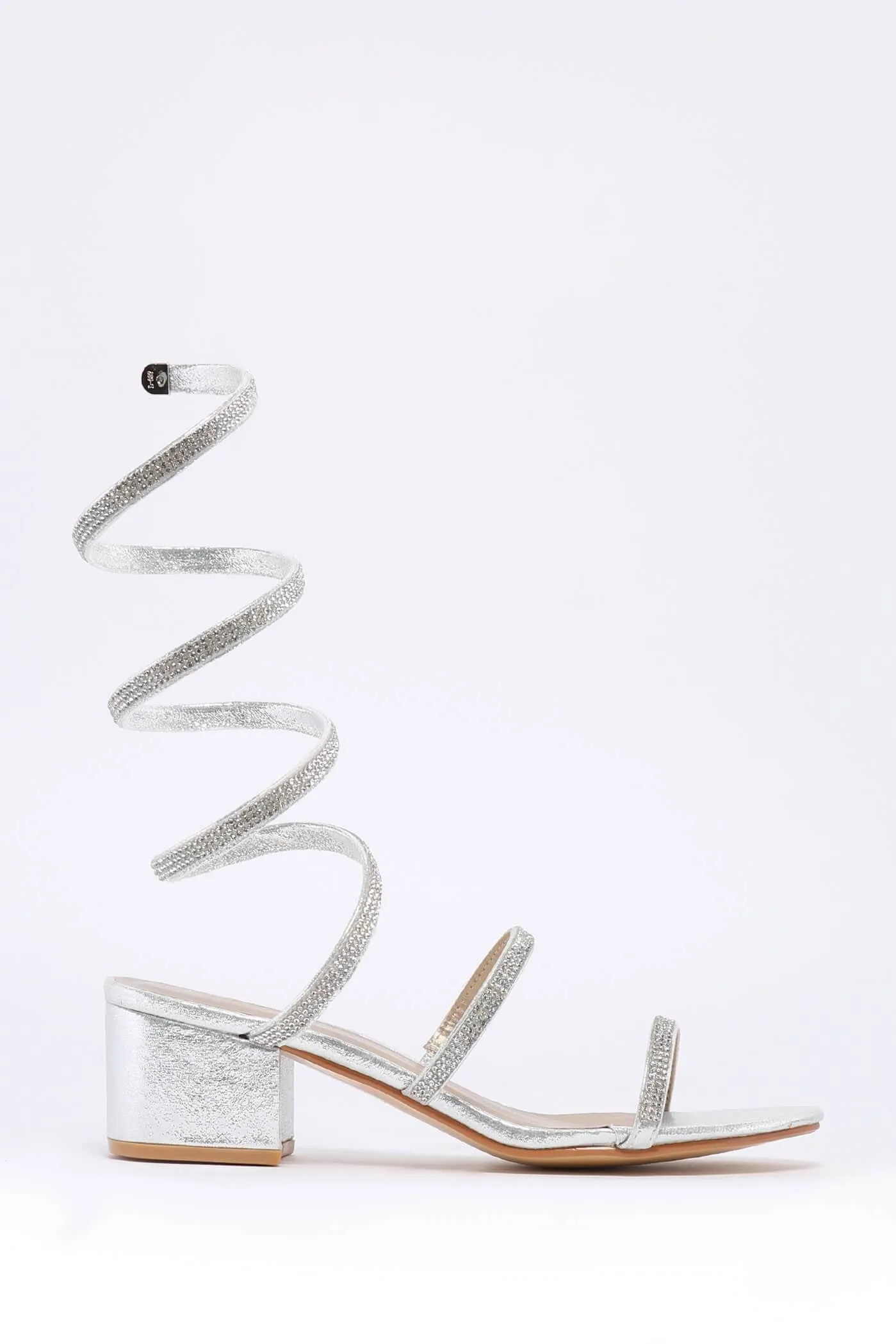 Silver Wrap Around Diamante Sandal