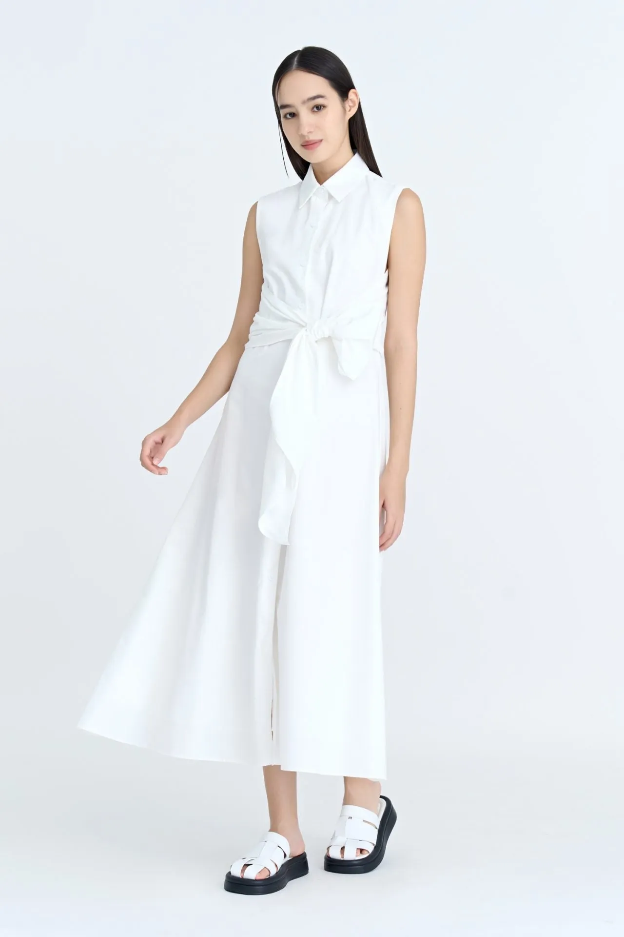 Sleeveless Wrap Dress - Cream