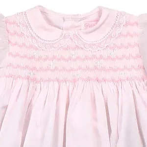 SMOCKED PINK BABY DRESS, BONNET, & BLOOMER