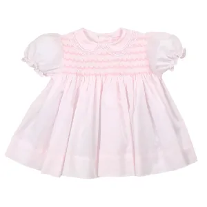 SMOCKED PINK BABY DRESS, BONNET, & BLOOMER