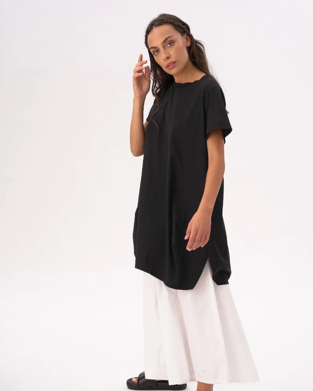 Split Hem Crewneck T-Shirt Dress